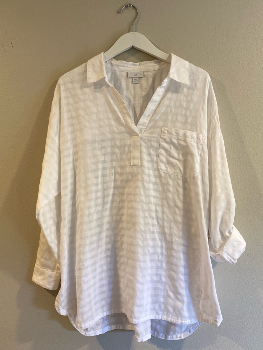 J. Jill White Tonal Check Side Button Tunic - 1X - Picture 2 of 10